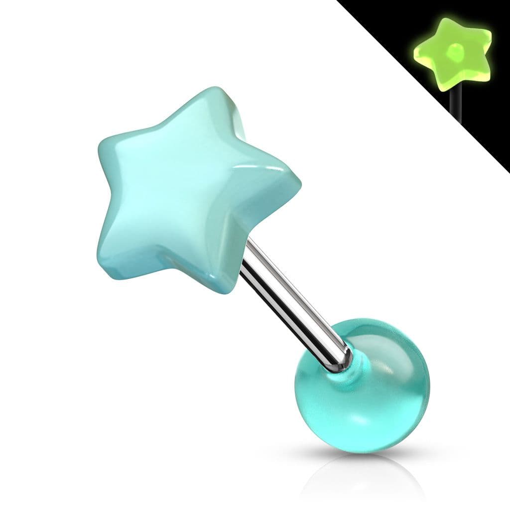 Svítící piercing do jazyku - hvězdička (bílá) - PJ0009-W - náhled 3