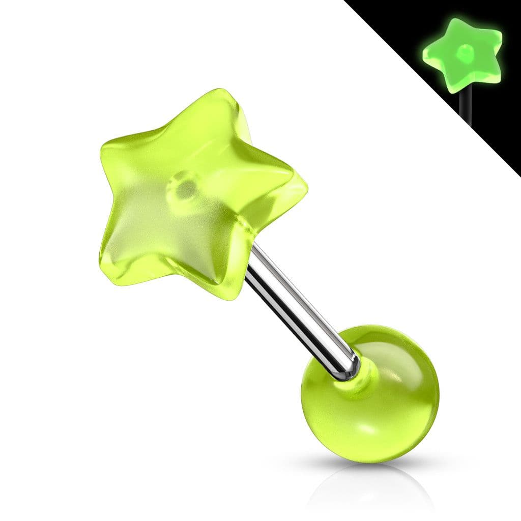 Svítící piercing do jazyku - hvězdička (bílá) - PJ0009-W - náhled 4