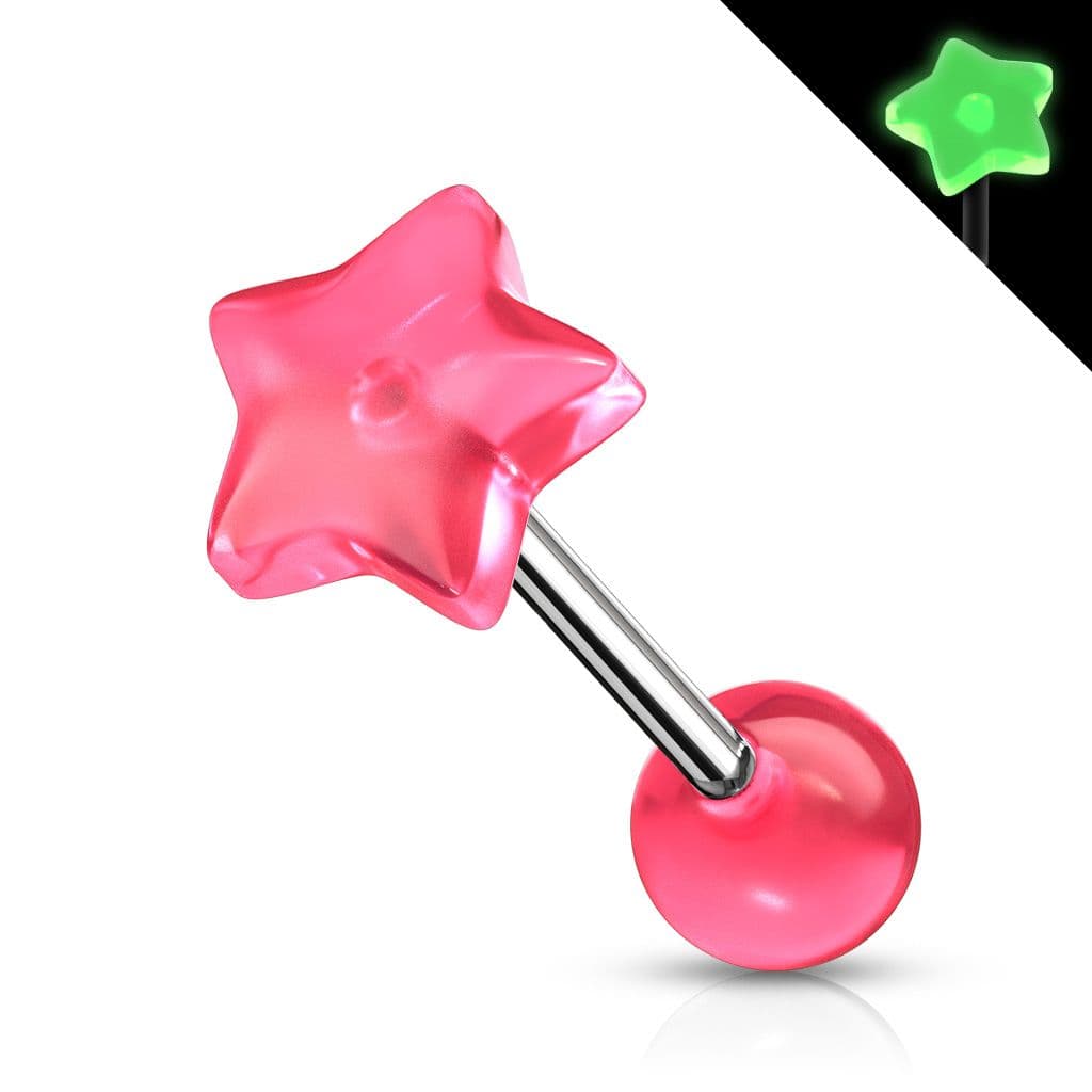 Svítící piercing do jazyku - hvězdička (bílá) - PJ0009-W - náhled 5