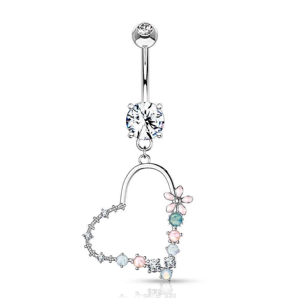Piercing do pupíku se srdíčkem, čirý zirkon - náhled 4