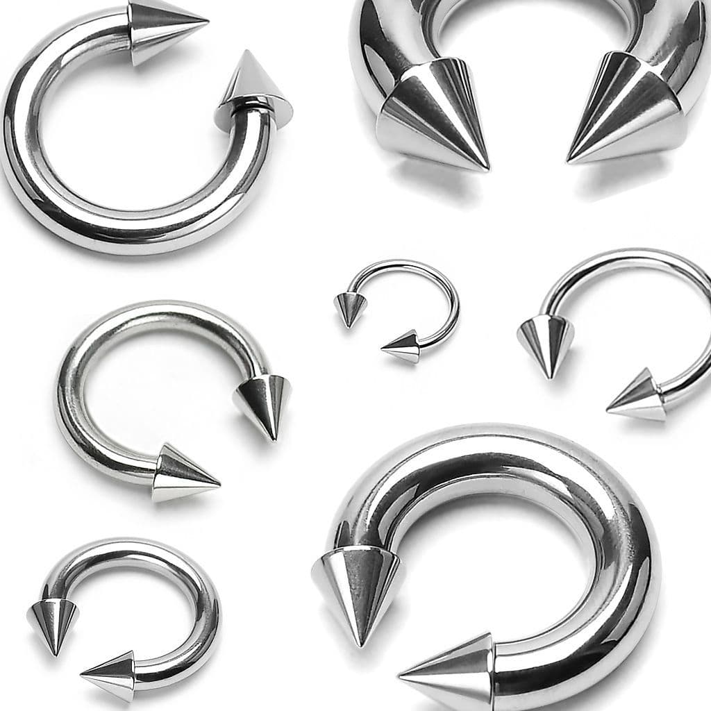 Piercing - podkova s hroty, tl. 1,2 mm (1,2 x 10 mm, 4 x 4 mm) - PV01016-121044