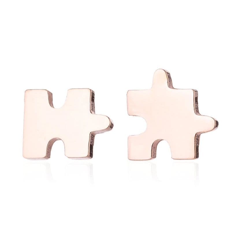 S4U Zlacené ocelové náušnice PUZZLE - OPN1042-RD