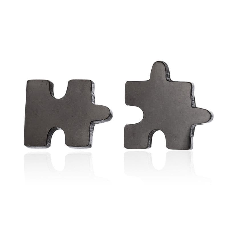 S4U Černé ocelové náušnice PUZZLE - OPN1042-K