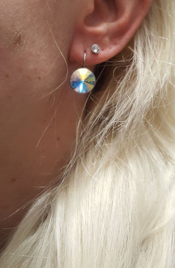 NUBIS Ocelové náušnice s krystaly Swarovski 12 mm, AB - NBS12-AB - náhled 2