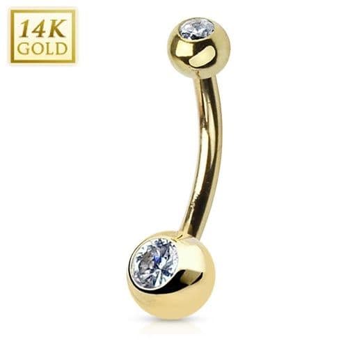Zlatý piercing do pupíku banánek velký, Au 585/1000 - ZL01091C-YG - náhled 2