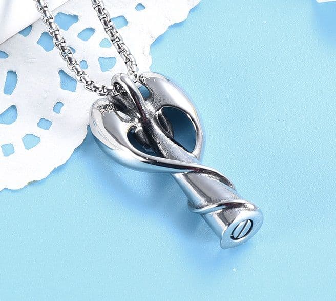 Náhrdelník - pamětní přívěsek, pietní přívěsek, přívěsek na popel anděl ocelový - náhled 4