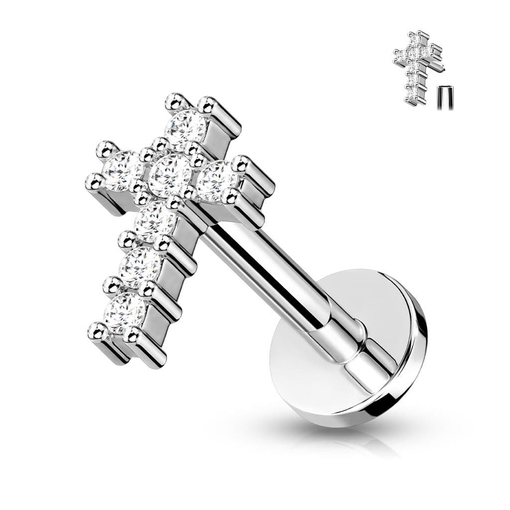 Labreta / cartilage piercing - křížek (1,2 x 6 mm) - LB0034ST-1206 - náhled 1
