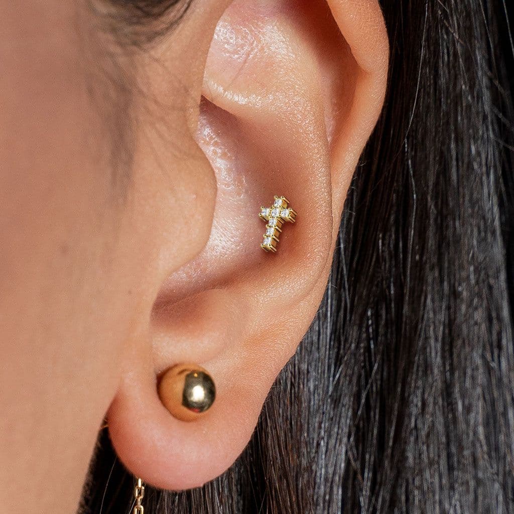 Labreta / cartilage piercing - křížek (1,2 x 6 mm) - LB0034ST-1206 - náhled 2