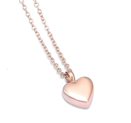 Náhrdelník - pamětní přívěsek, pietní přívěsek, přívěsek na popel srdíčko rose gold - náhled 1