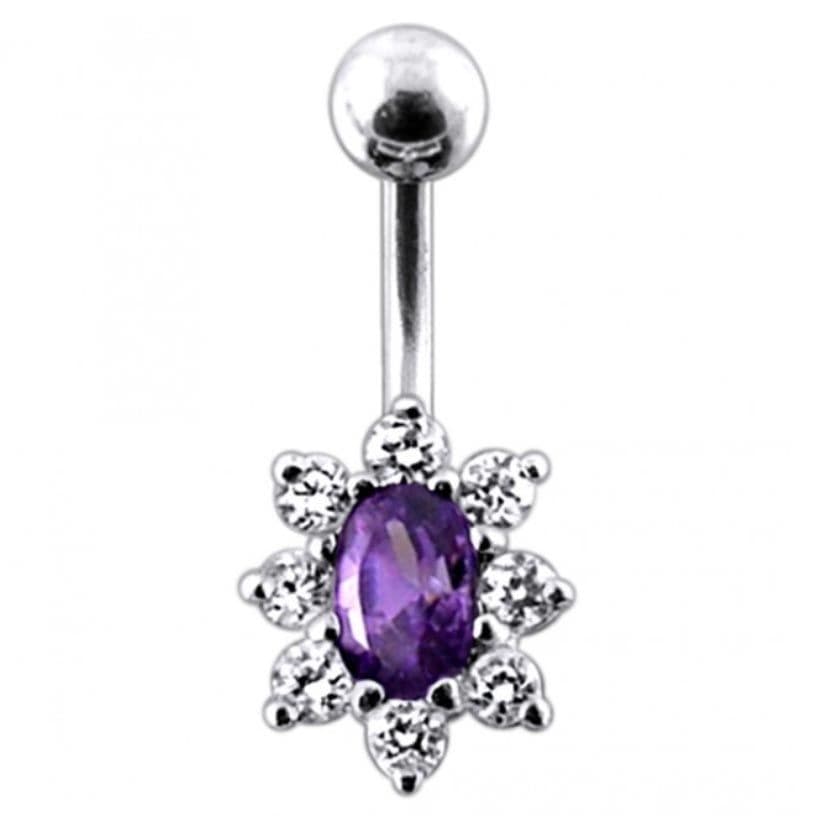 S4U Stříbrný piercing do pupíku (čirá/tmavě  fialová) - BP01002-CA - náhled 3
