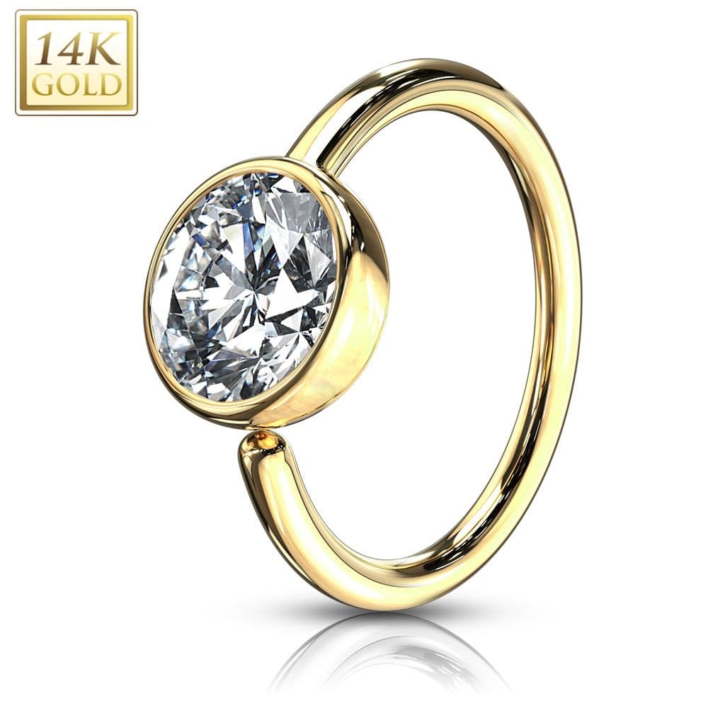 Zlatý piercing do nosu kruh, 0,8 x 8 mm, Au 585/1000 - ZL01060-YG