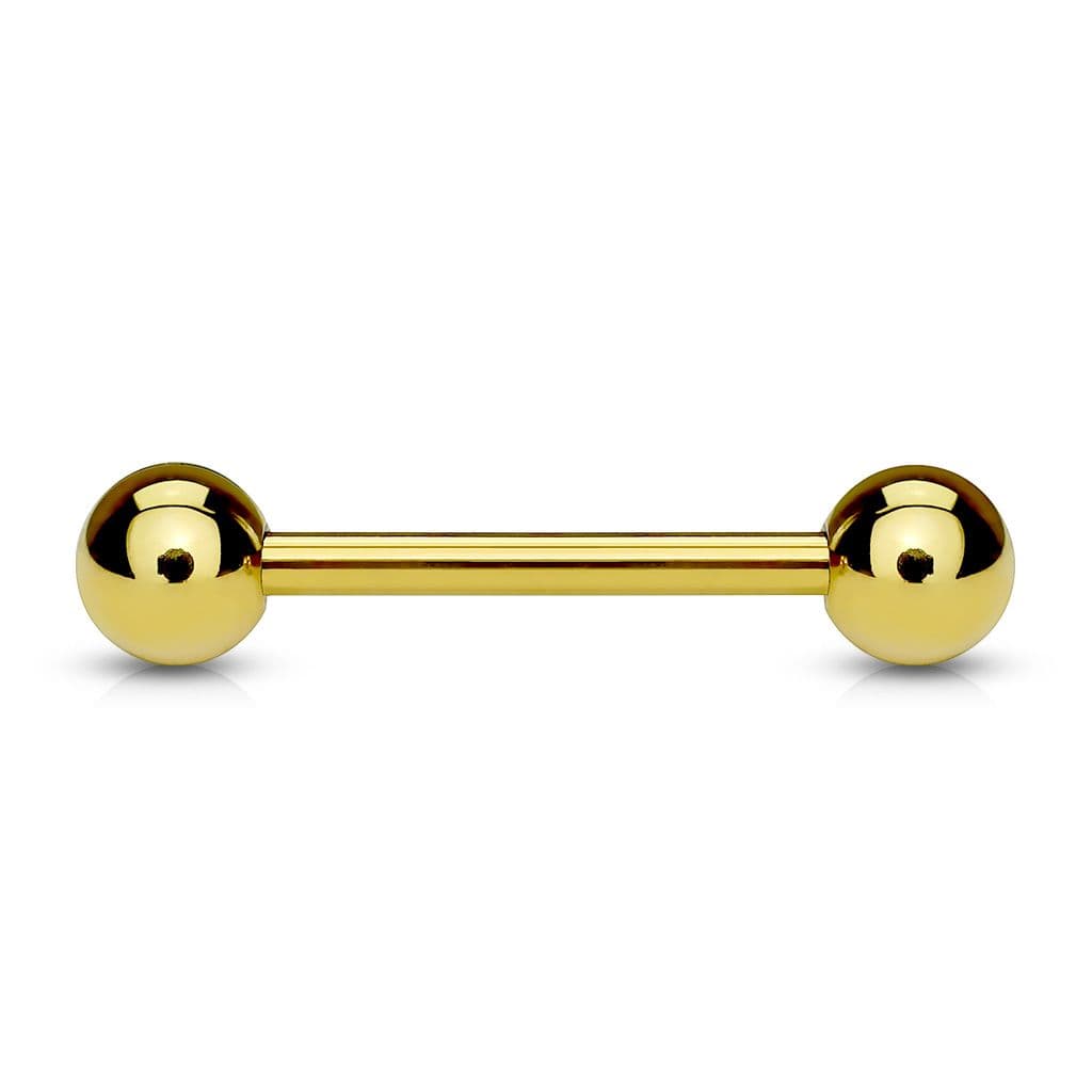 Pozlacený piercing do jazyka 1,6 x 16 mm, kuličky 6 mm - PJ01056-1616