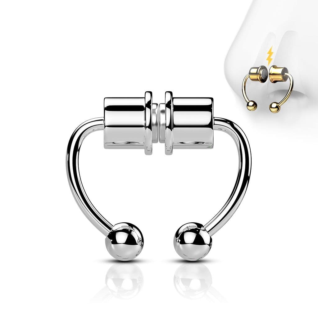 Falešný magnetický septum piercing do nosu - NS0048-ST - náhled 1