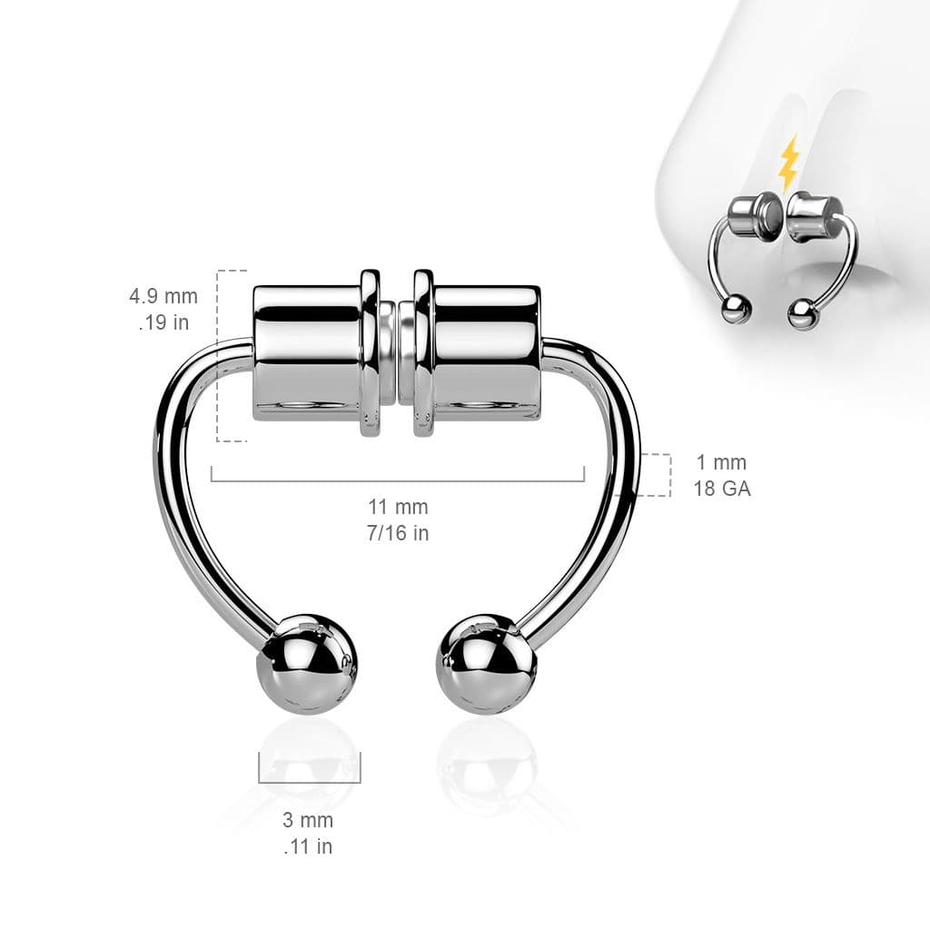 Falešný magnetický septum piercing do nosu - NS0048-ST - náhled 2
