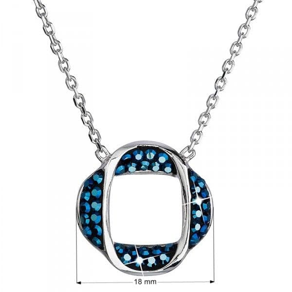 Stříbrný náhrdelník s krystaly Swarovski modrý kulatý 32016.5 - náhled 4