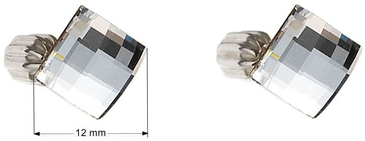 Stříbrné náušnice pecka s krystaly čirý čtverec 31108.1 - náhled 4