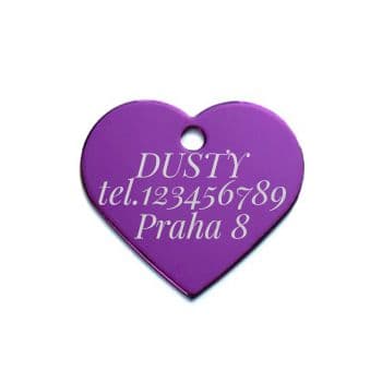 S4U Hliníková psí známka srdíčko velké (fialová) - PZ012-VI - náhled 1