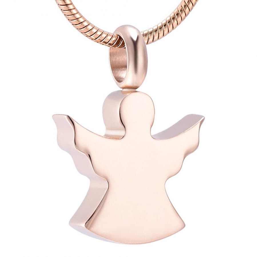 Náhrdelník - pamětní přívěsek, pietní přívěsek, přívěsek na popel anděl rose gold - náhled 1