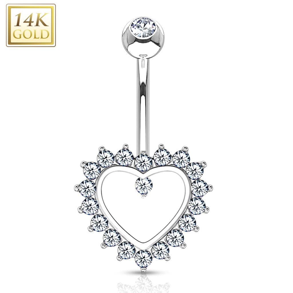 Zlatý piercing do pupíku - srdíčko Au 585/1000 - ZL01077-WG