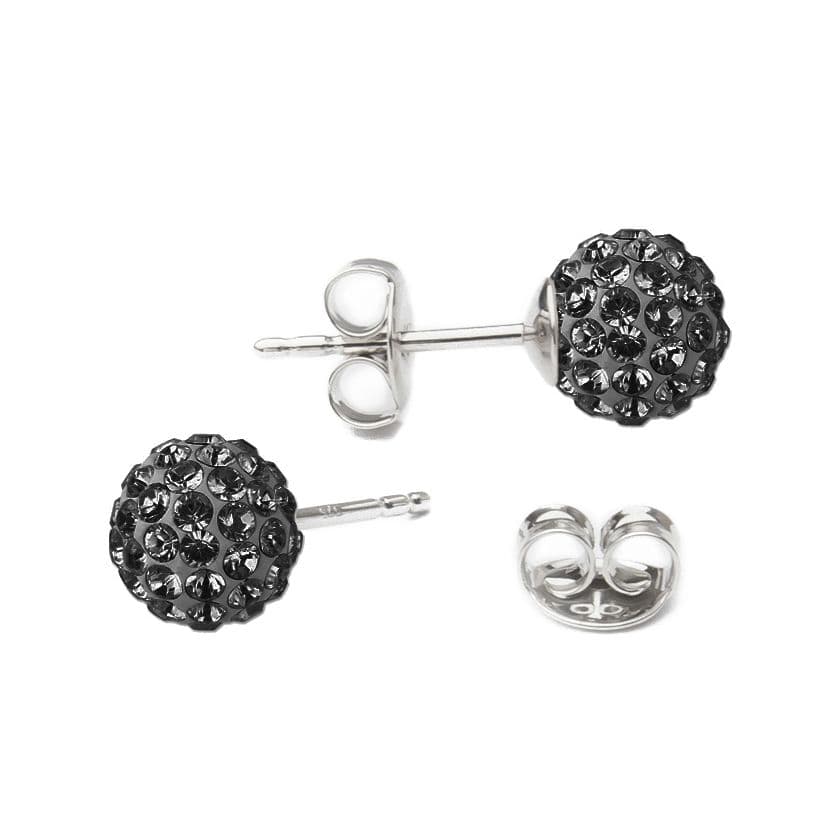 NUBIS Stříbrné náušnice kuličky Crystals from Swarovski Black Diamond - SWAG06-BD