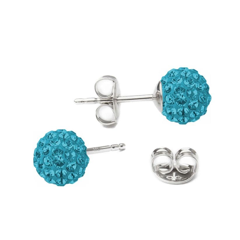 NUBIS Stříbrné náušnice kuličky Crystals from Swarovski Blue Zircom - SWAG06-BZ
