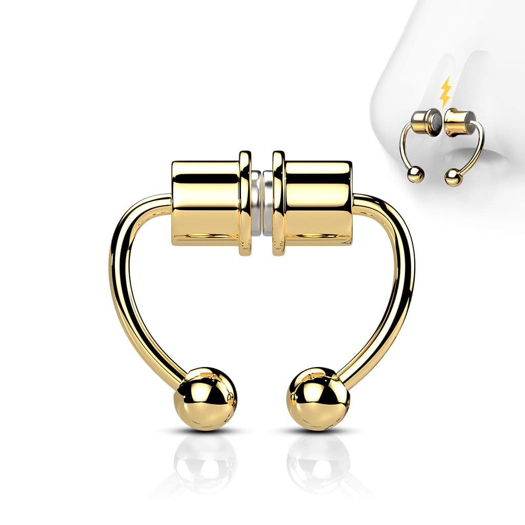 Zlacený falešný magnetický septum piercing do nosu - NS0048-GD - náhled 1
