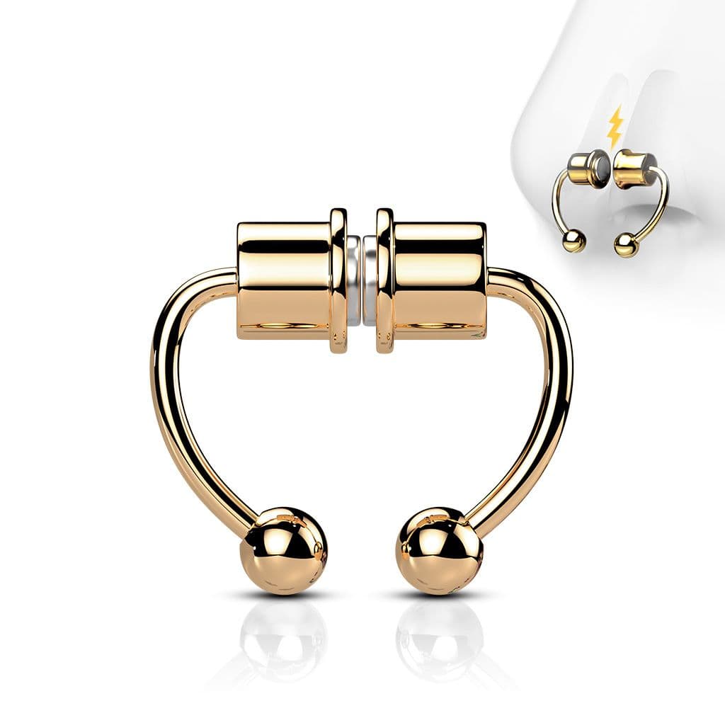 Zlacený falešný magnetický septum piercing do nosu - NS0048-RD - náhled 1