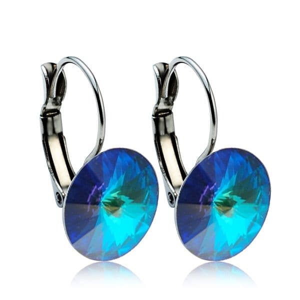 NUBIS Ocelové náušnice s krystaly Swarovski 12 mm, BERMUDA BLUE - NBS12-BB - náhled 1