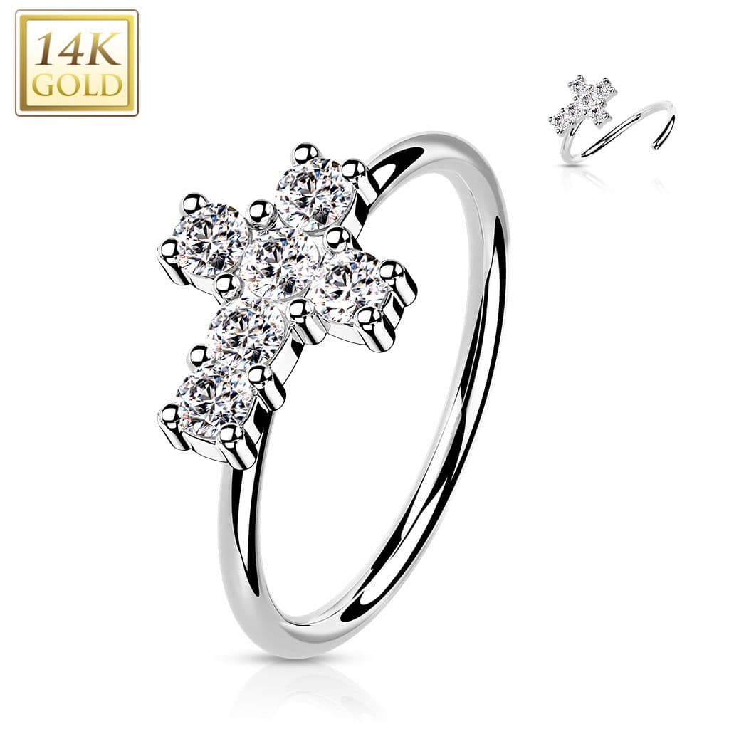 MARRE Zlatý piercing do nosu kruh, 0,8 x 8 mm, Au 585/1000 - ZL01225-WG