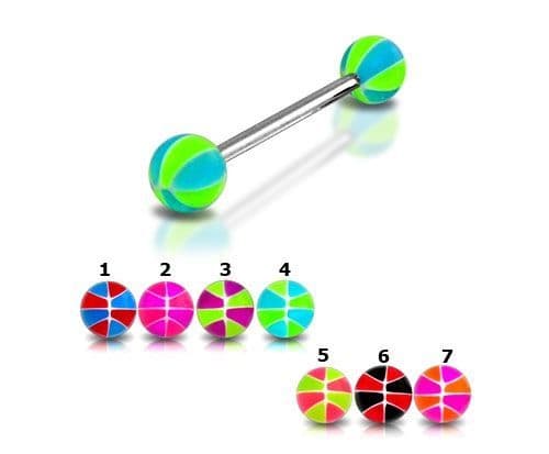 Piercing do jazyku (růžová/zelená) - PJ01051-PG