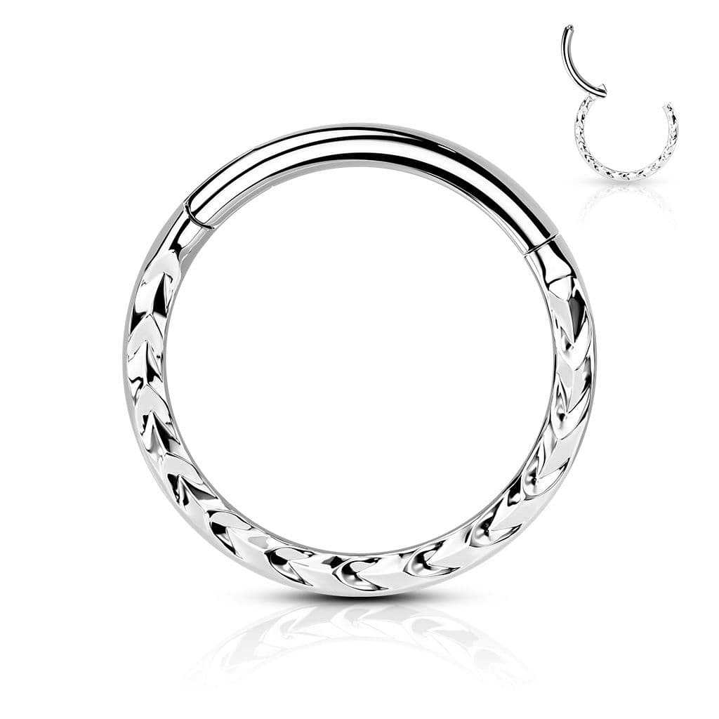 Segment kruh s dekorem - helix / cartilage / tragus piercing (1,2 x 10 mm) - NS0052ST-1210