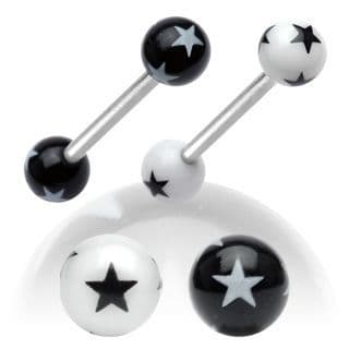 Piercing do jazyku s hvězdami (bílá) - PJ01048-W