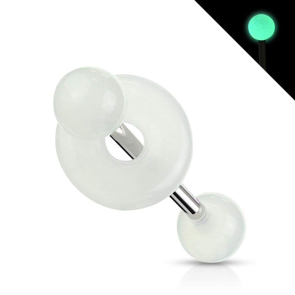 Piercing do jazyka - svítící (bílá) - PJ01172-W - náhled 1