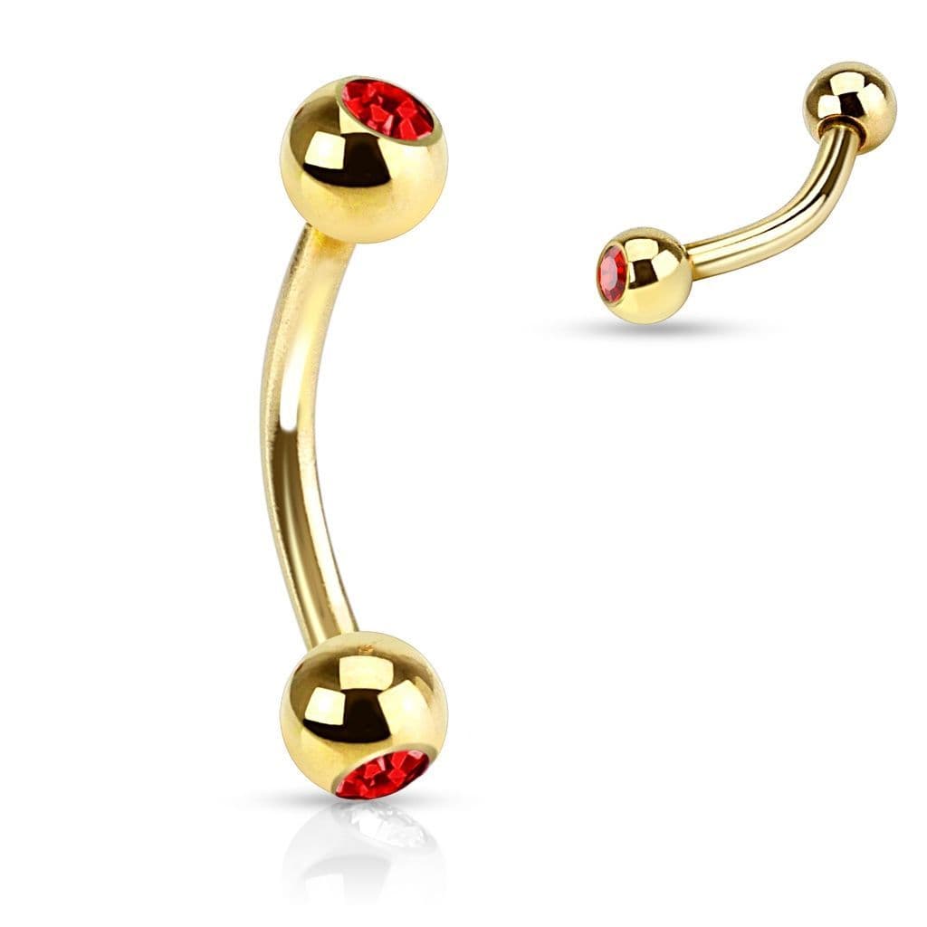 Pozlacený piercing do obočí s kamínky (fialová) - OB01088-A - náhled 2