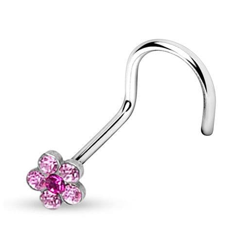 Zahnutý piercing do nosu  - kytička (barevné) - náhled 2