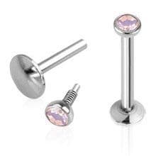 Piercing do brady - labreta, opalit růžový (1,2 x 10 mm) - LB01102-1210P