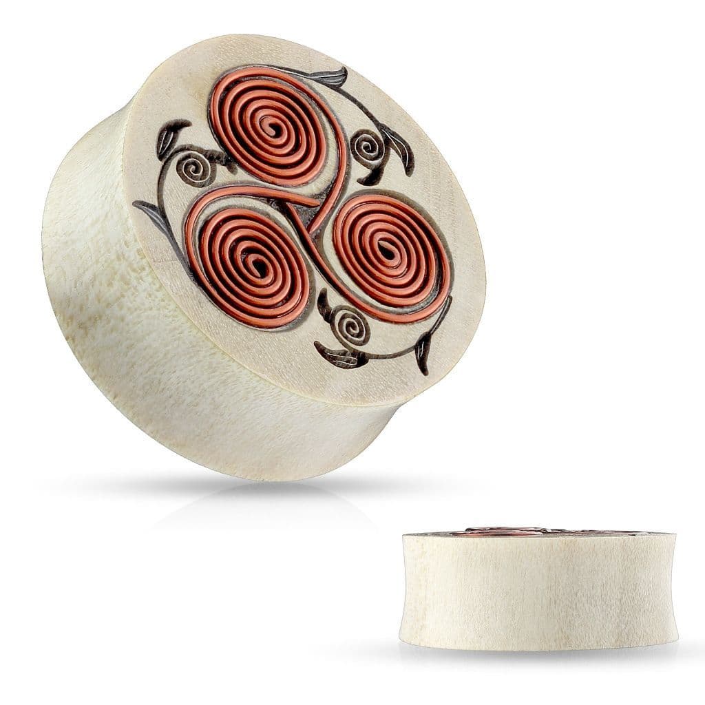 Dřevěný plug do ucha se spirálami (10 mm) - PL01197-10