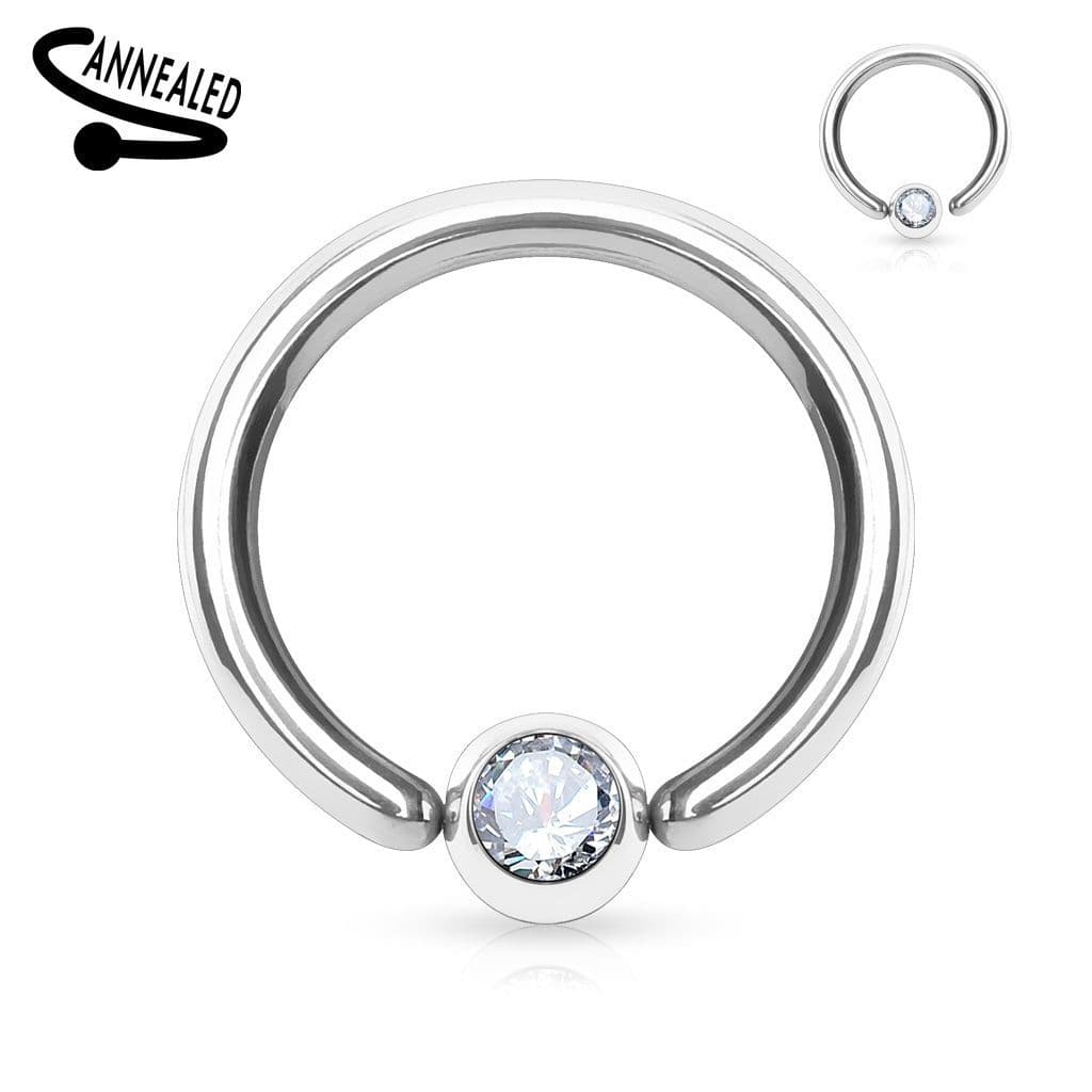 Piercing - kruh, kulička s kamínkem (1,0 x 10 mm) - K01045-10103