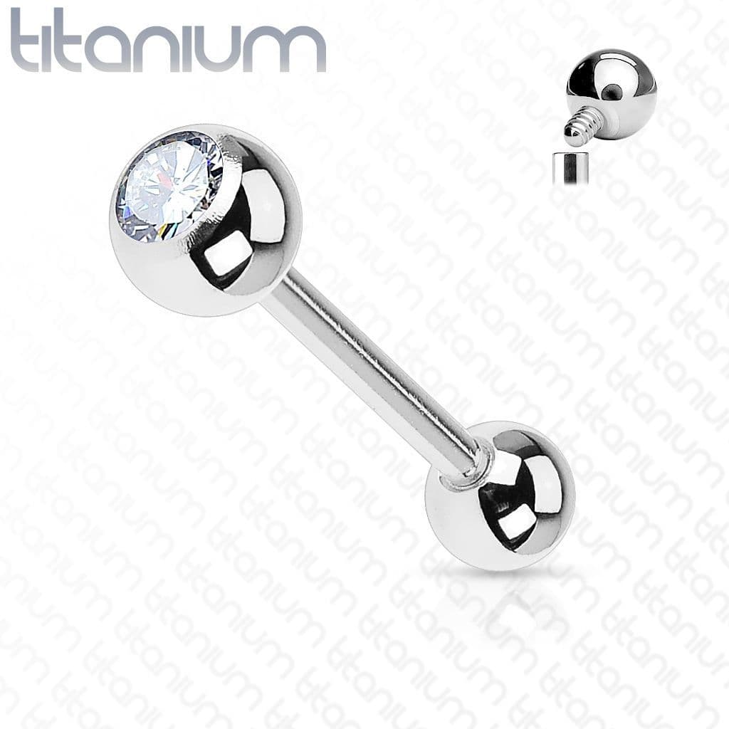 Piercing činka titan zirkon (1,2 x 10 mm, 3 mm kuličky) - TIT1008-12103