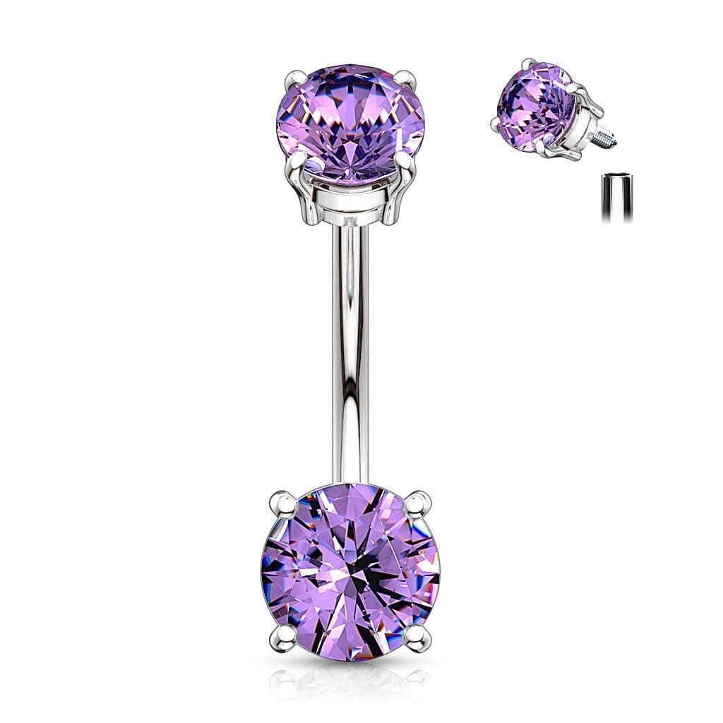 Piercing do pupíku s kamínky (fialová) - náhled 1