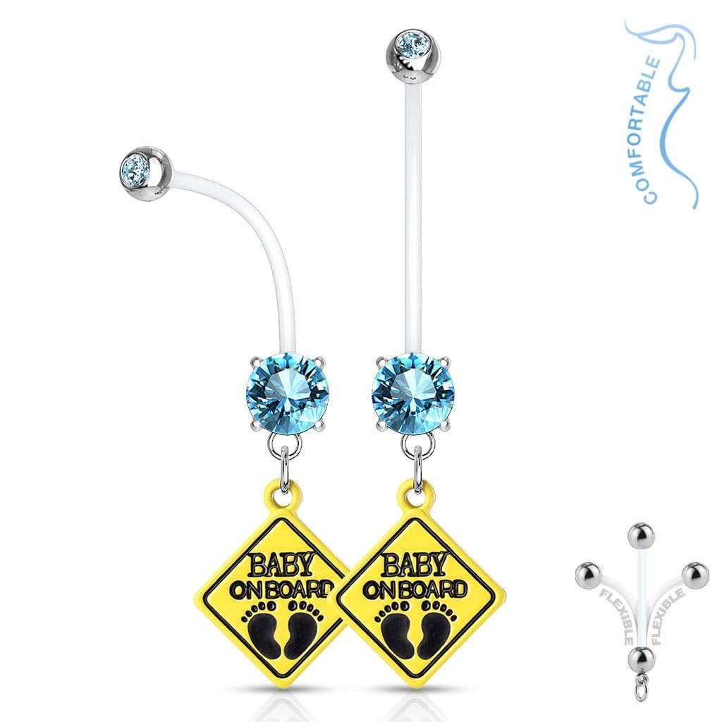 Těhotenský piercing do pupíku - baby on board (růžová) - WP0020-P - náhled 2