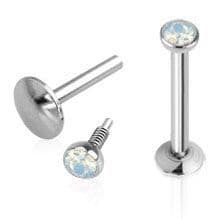 Piercing do brady - labreta, opalit bílý (1,2 x 10 mm) - LB01102-1210WH