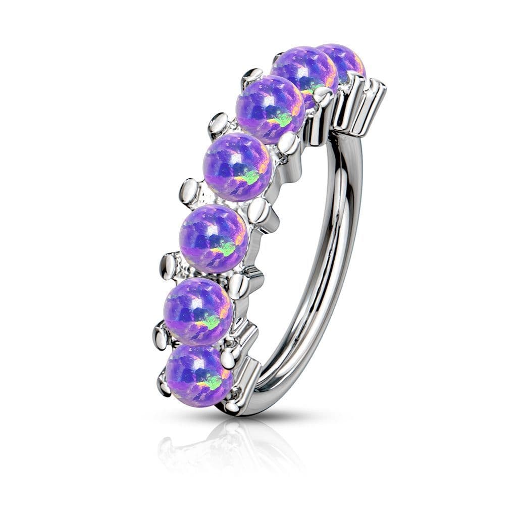 Piercing kruh s opály, 1,0 x 10 mm (modrá) - náhled 2