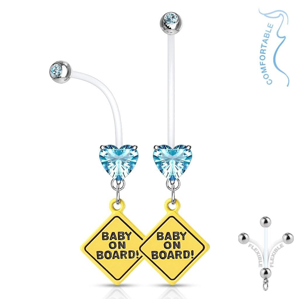 Těhotenský piercing do pupíku - baby on board (růžová) - WP0032-P - náhled 2