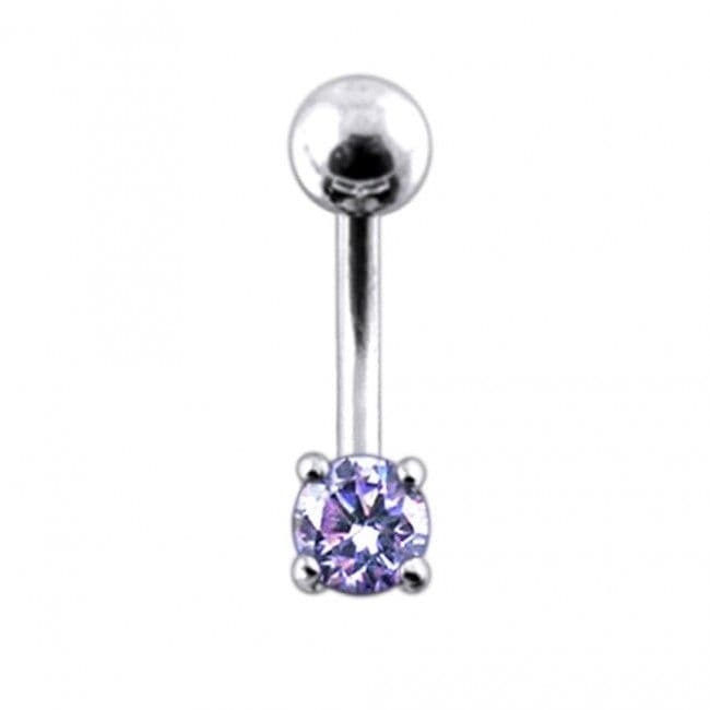 Stříbrný piercing do pupíku, zirkon (černá, 1,30 g, 1,6 x 10 mm) - náhled 2