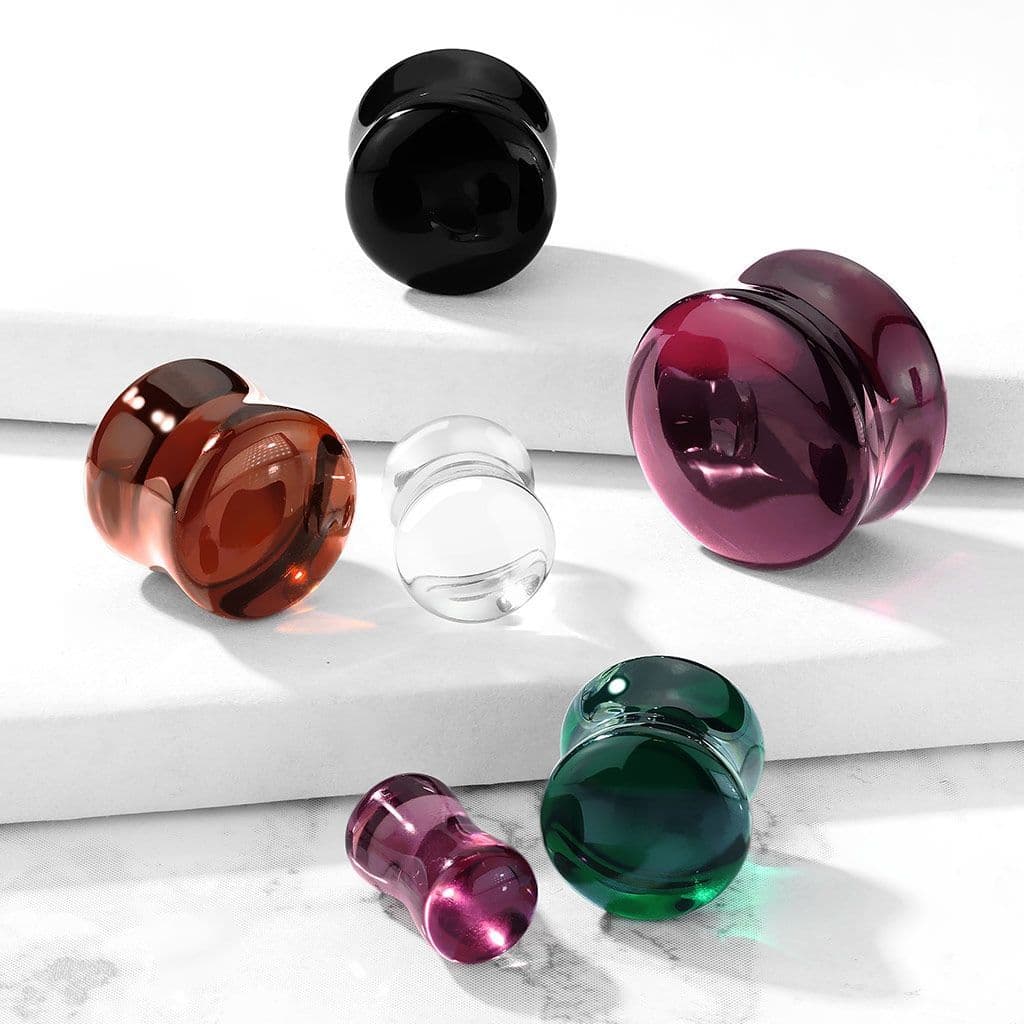 Skleněný plug do ucha černý (12 mm) - PL01250K-12 - náhled 2