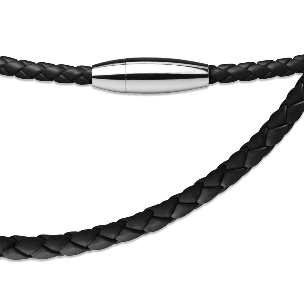 Kožená splétaná šňůrka černá, délka 50 cm - LR1125