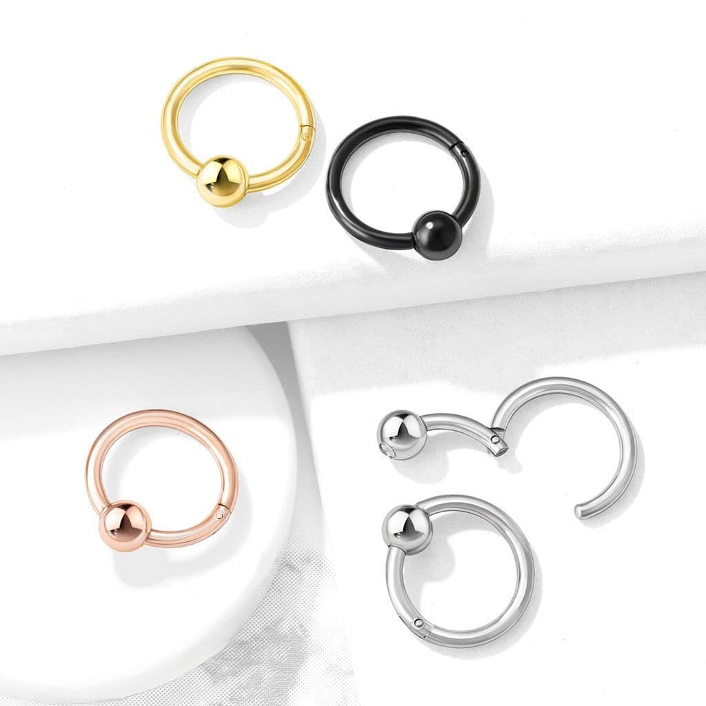 Piercing segment kruh s kuličkou (růžové zlato, 1,2 x 8 mm, 3 mm) - náhled 2
