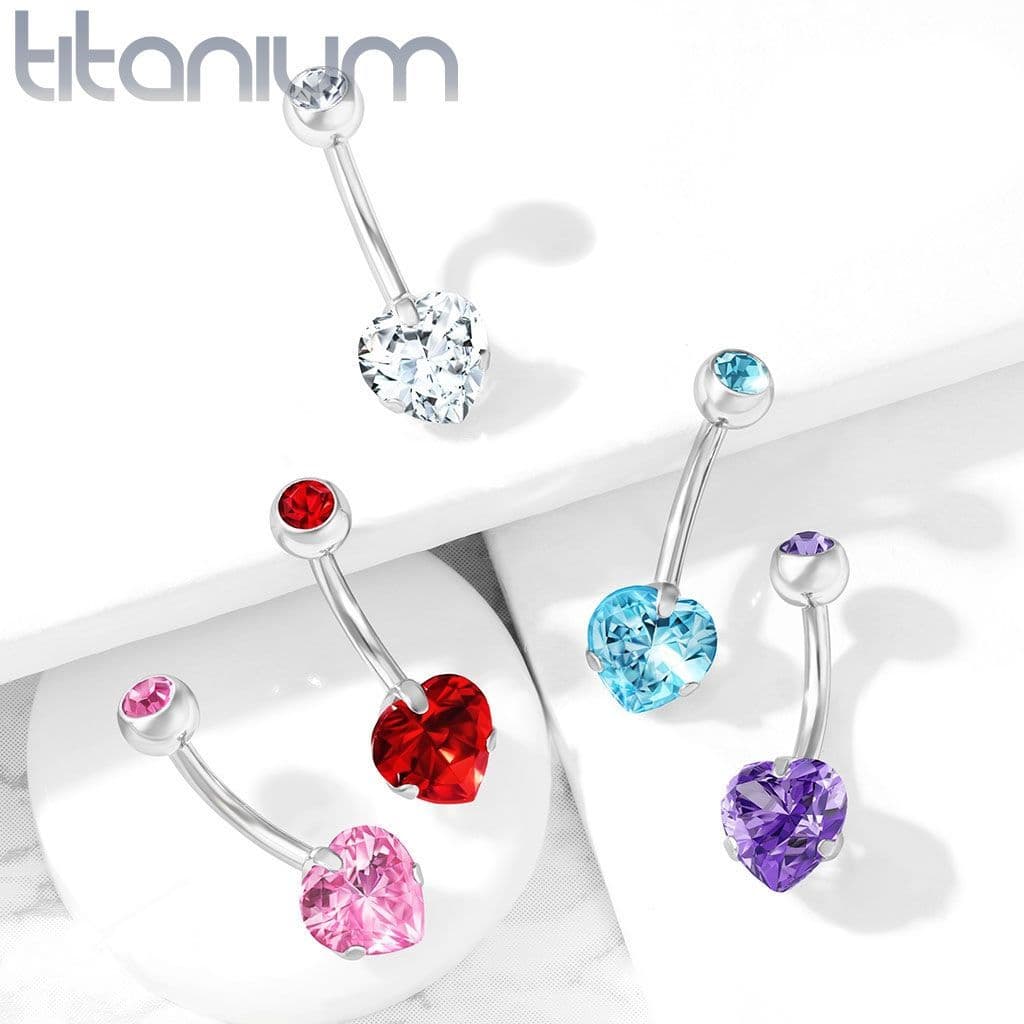 Piercing do pupíku srdce - TITAN (fialová) - náhled 2