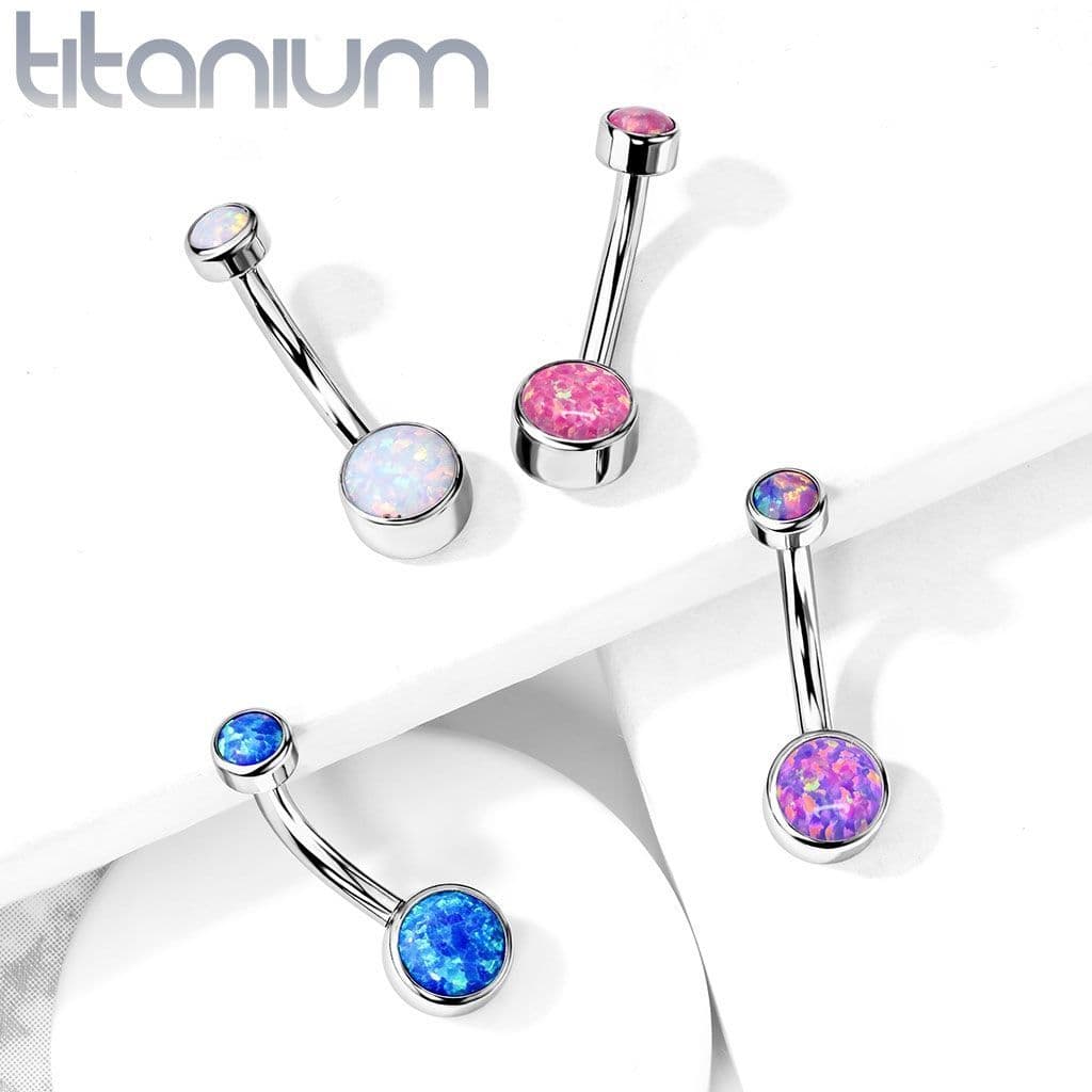 Piercing do pupíku - TITAN, opál (bílá) - náhled 2